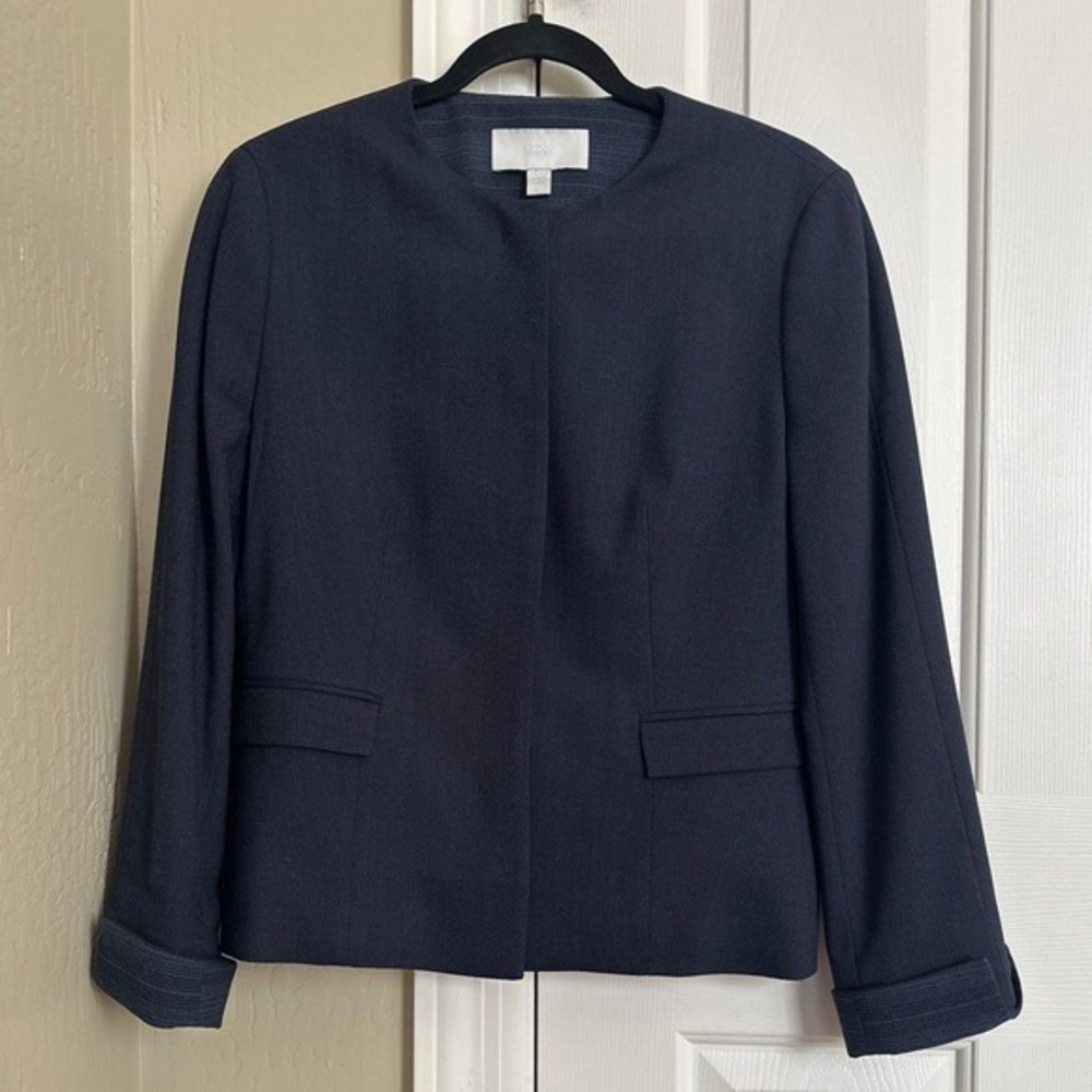 BOSS Hugo Boss Jalesana1 Navy Blue Virgin Wool Stretch Blazer - Size‎ 10